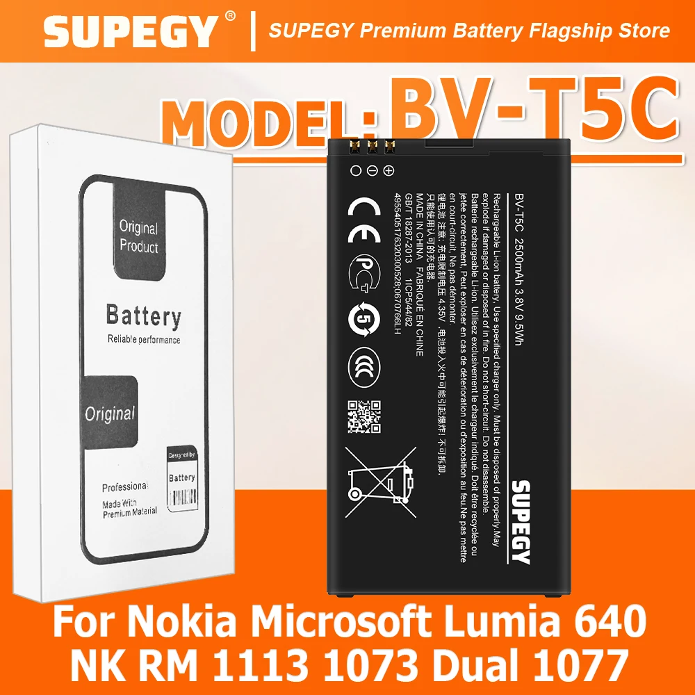 BV-T5C BVT5C Battery For Nokia Microsoft Lumia 640 Lumia640 NK RM 1113 1073 Dual 1077 Repair Part Mobile Phone