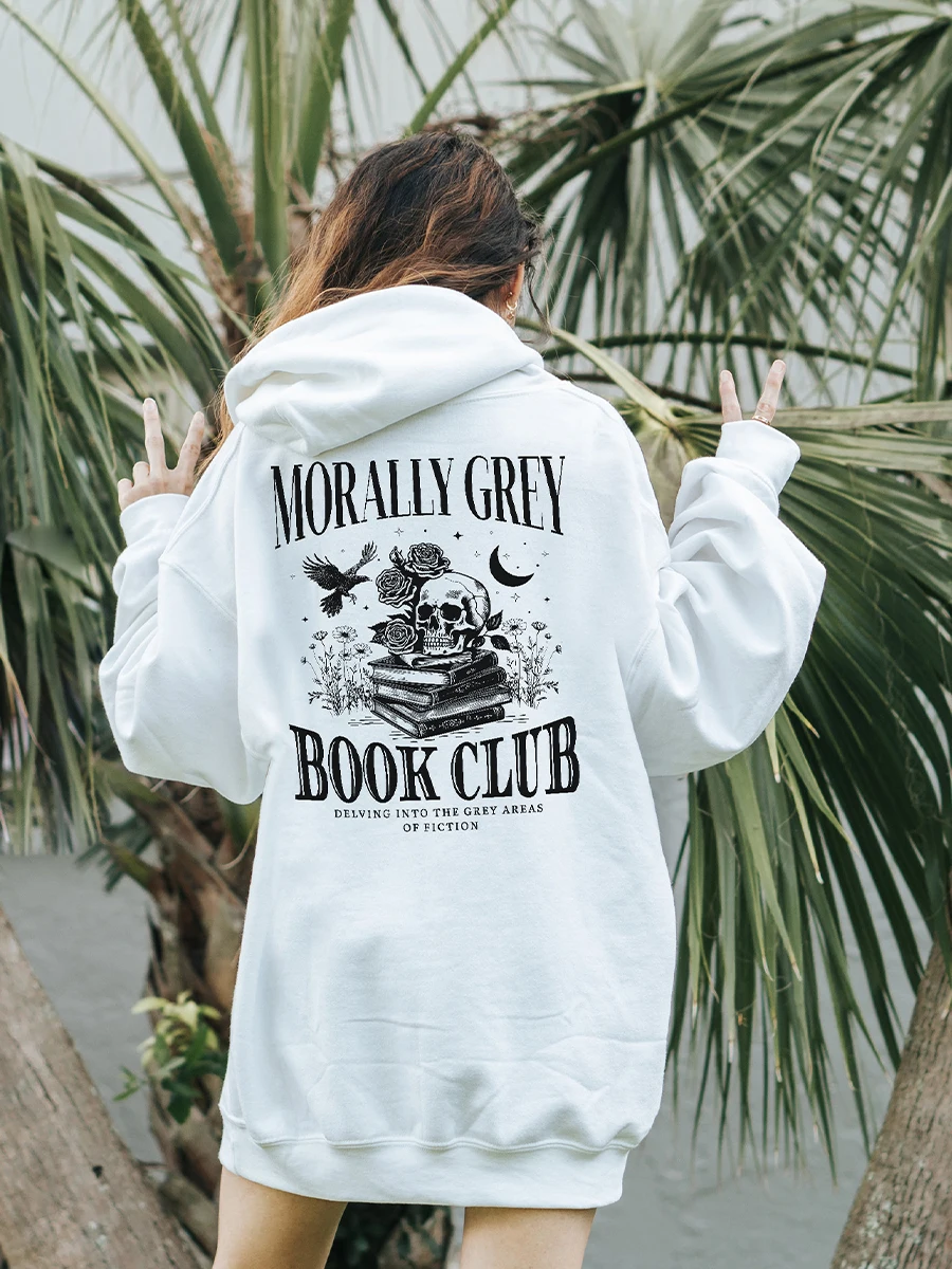 Morally Grey Book Club Hoodie Booktok Merch Bookish Things Smut Hoodie Worm Gifts Unisex Comfort Long Sleeve Y2K Top Streetwear