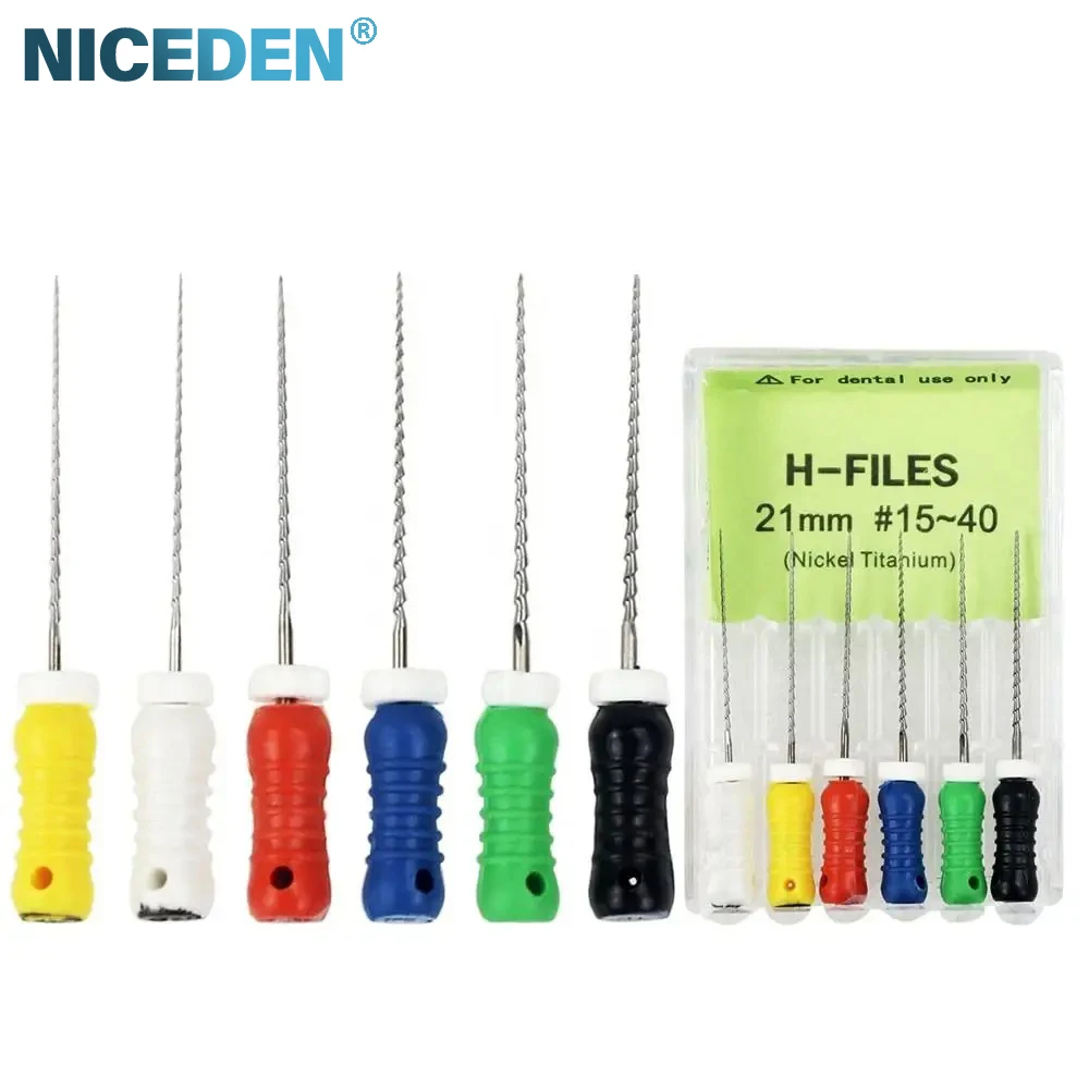 NICEDEN 6 unids/caja uso Dental de mano limas H 21/25/31mm limas de conducto radicular endodoncia de acero inoxidable herramientas de dentista instrumentos de laboratorio