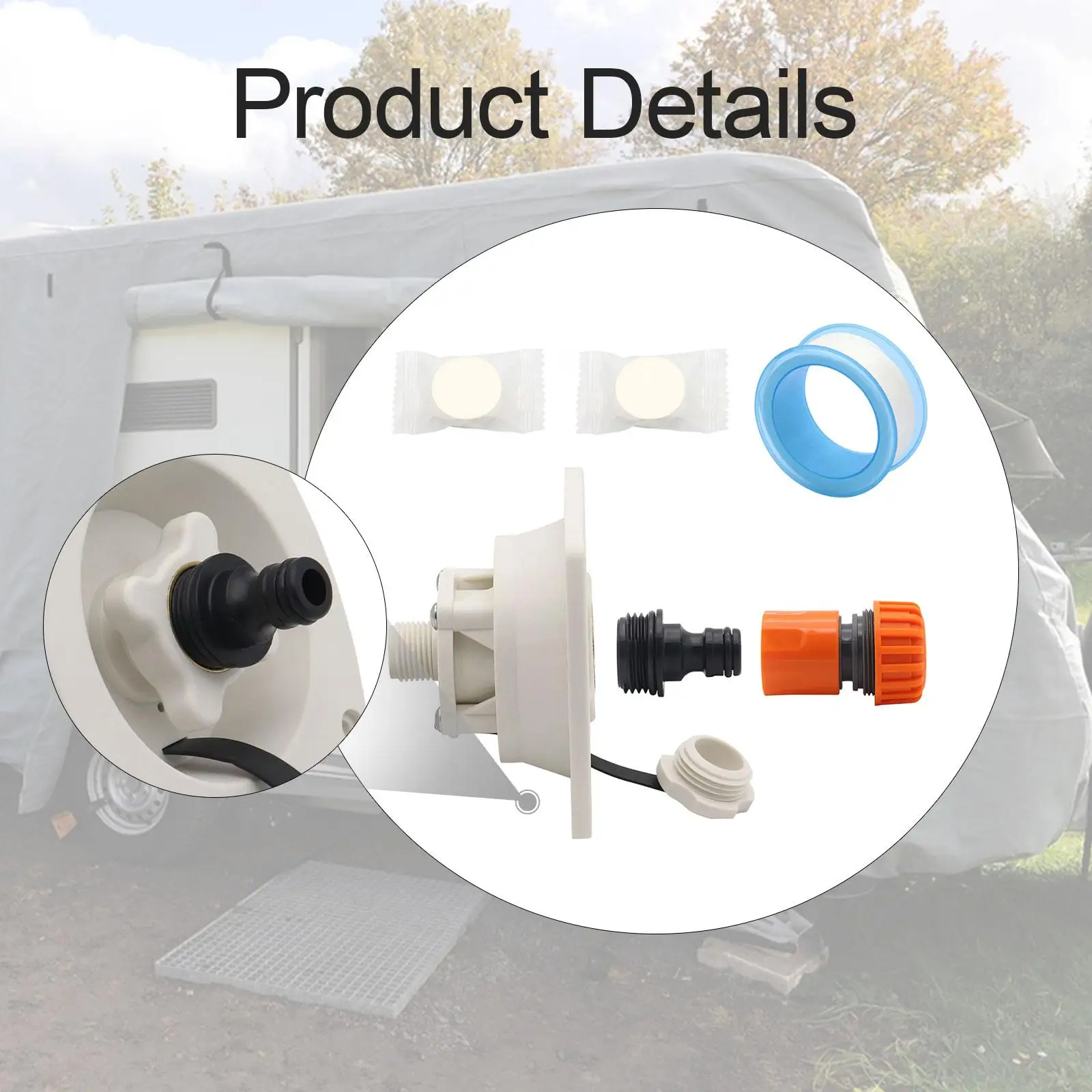 Entrada de agua para RV con controles, piezas de repuesto para reparación, modificación compacta, buen sellado para remolque marino de barco y coche RV