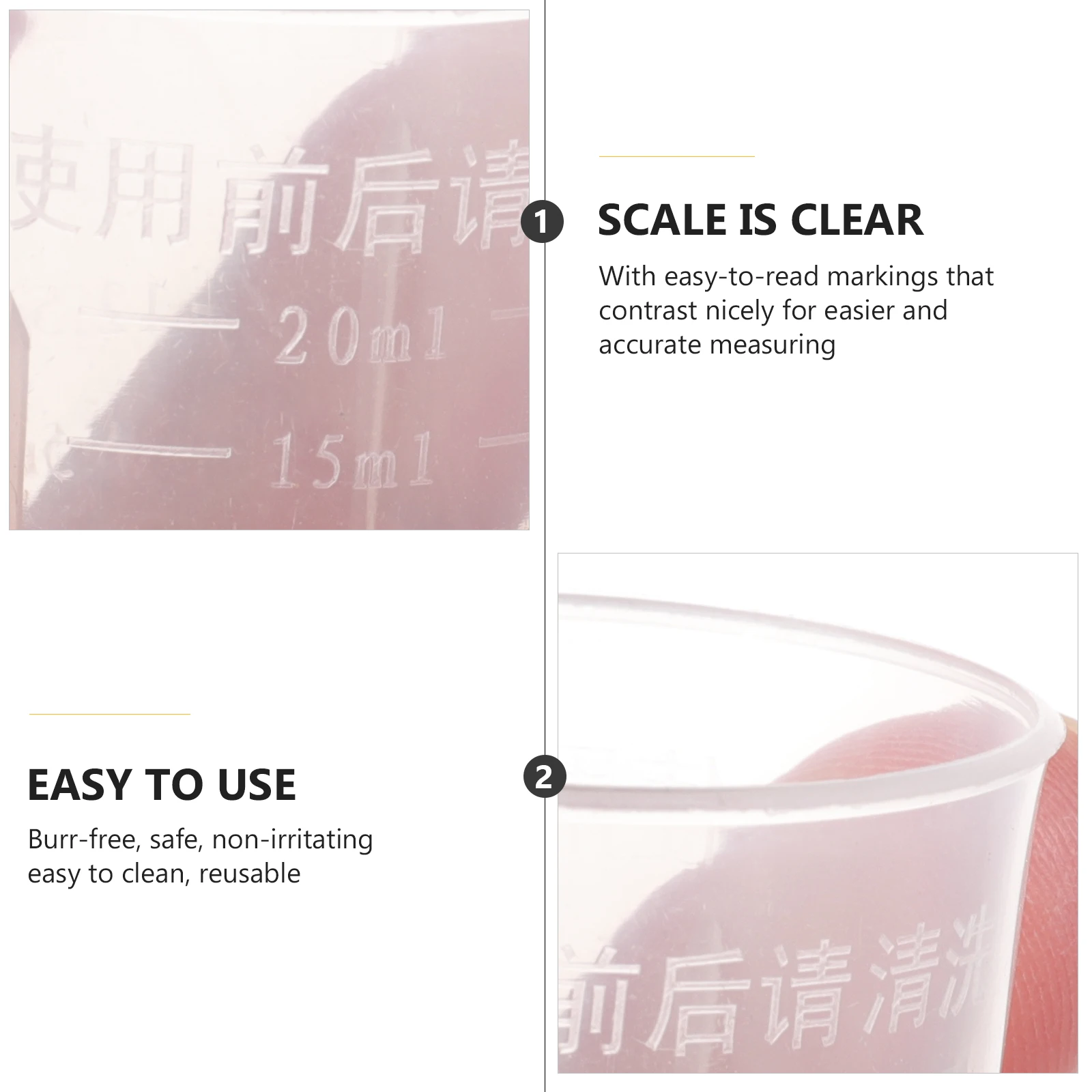 

50 Pcs 20ml Measuring Cup Plastic Laboratory Transparent Beaker Cups PP Reusable Teaching Equipment Sample Collection