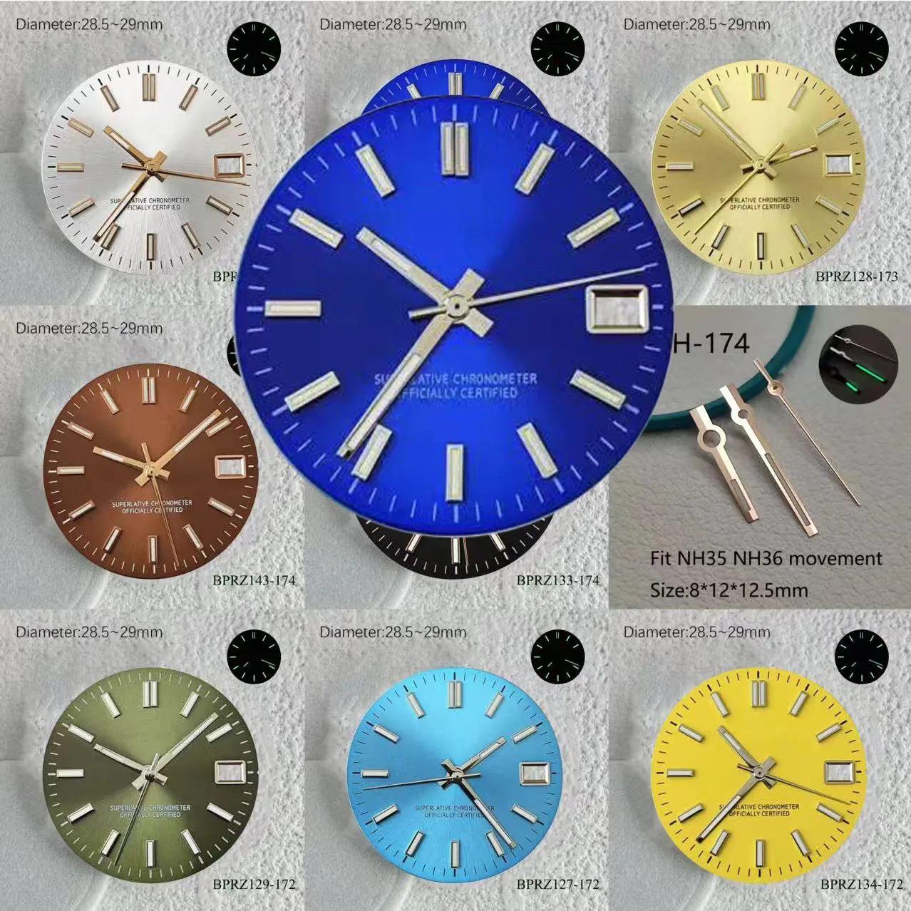 

nh35 S LOGO s 28.5mm Dial Suitable NH35 Japanese green date Automatic Movement NH36 Green Luminous 29mm s dial Watch Accessories