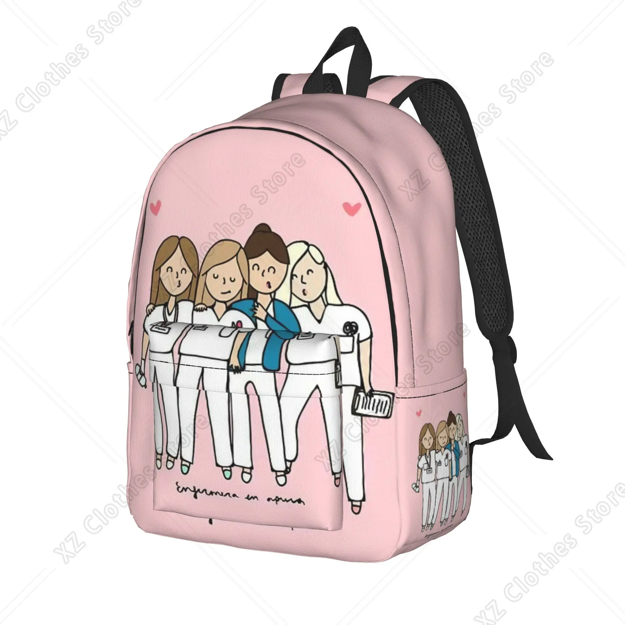 Doctor Nurse Enfermera En Apuros Backpack for Men Women Fashion Student Business Daypack  Laptop Canvas Bags with Pocket