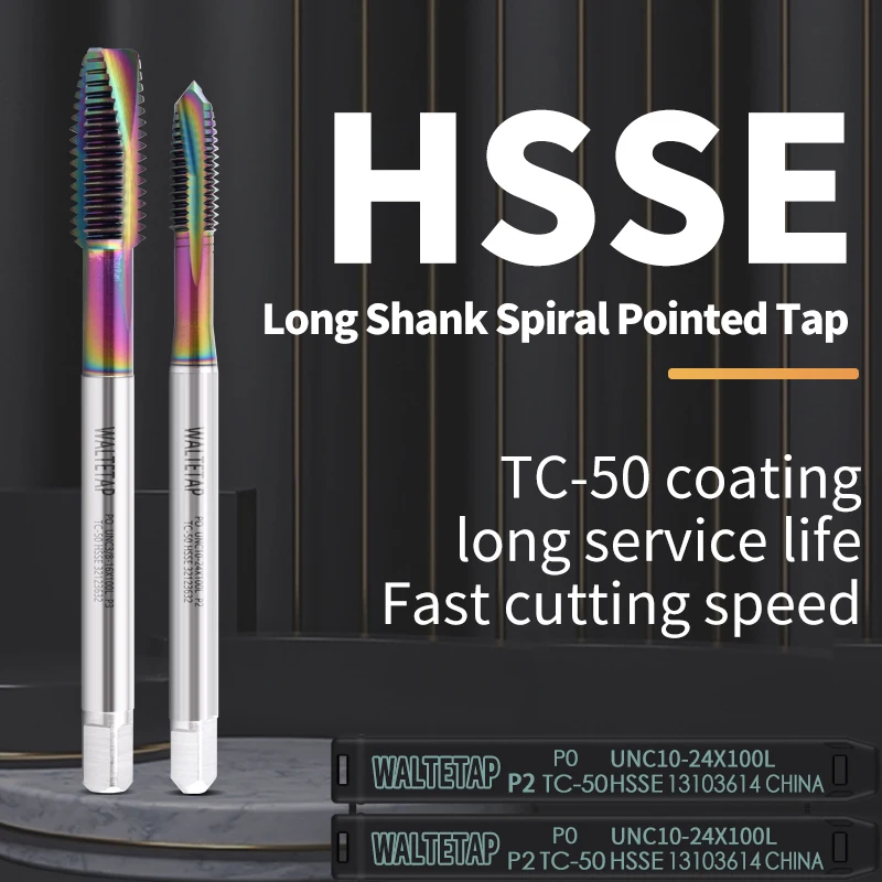 

HSSE-M35 JIS Standard Long Shank 100MM Spiral Pointed Tap UNC UNF 0-80 2-56 4-40 6-32 8-32 10-24 5/16 3/8 Machine Thread Taps