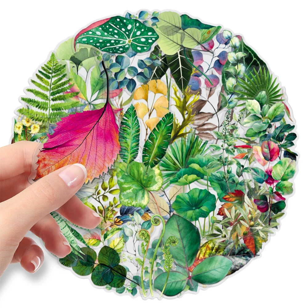 10/30/50 قطعة أوراق النباتات الخضراء زهرة ملصقات الإبداعية الجمالية ملصق DIY بها بنفسك زجاجة ماء الهاتف الغيتار الدراجة الشارات الشفافة