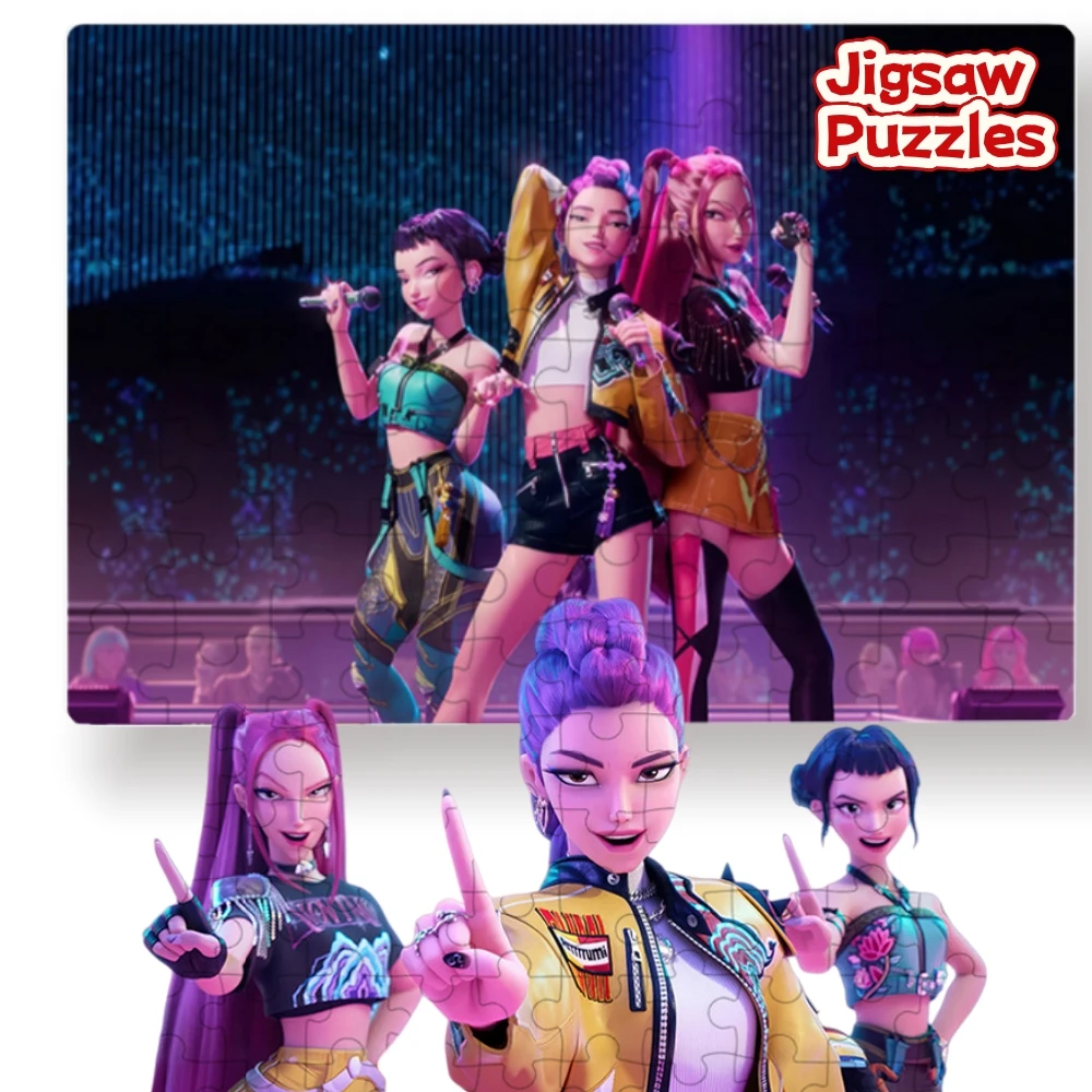 Hot Kpop Demon Hunters puzzle Giocattoli Gioco da tavolo Rumi Mira Zoey Huntrix Modello di personaggio Decorazioni da collezione Regali per bambini