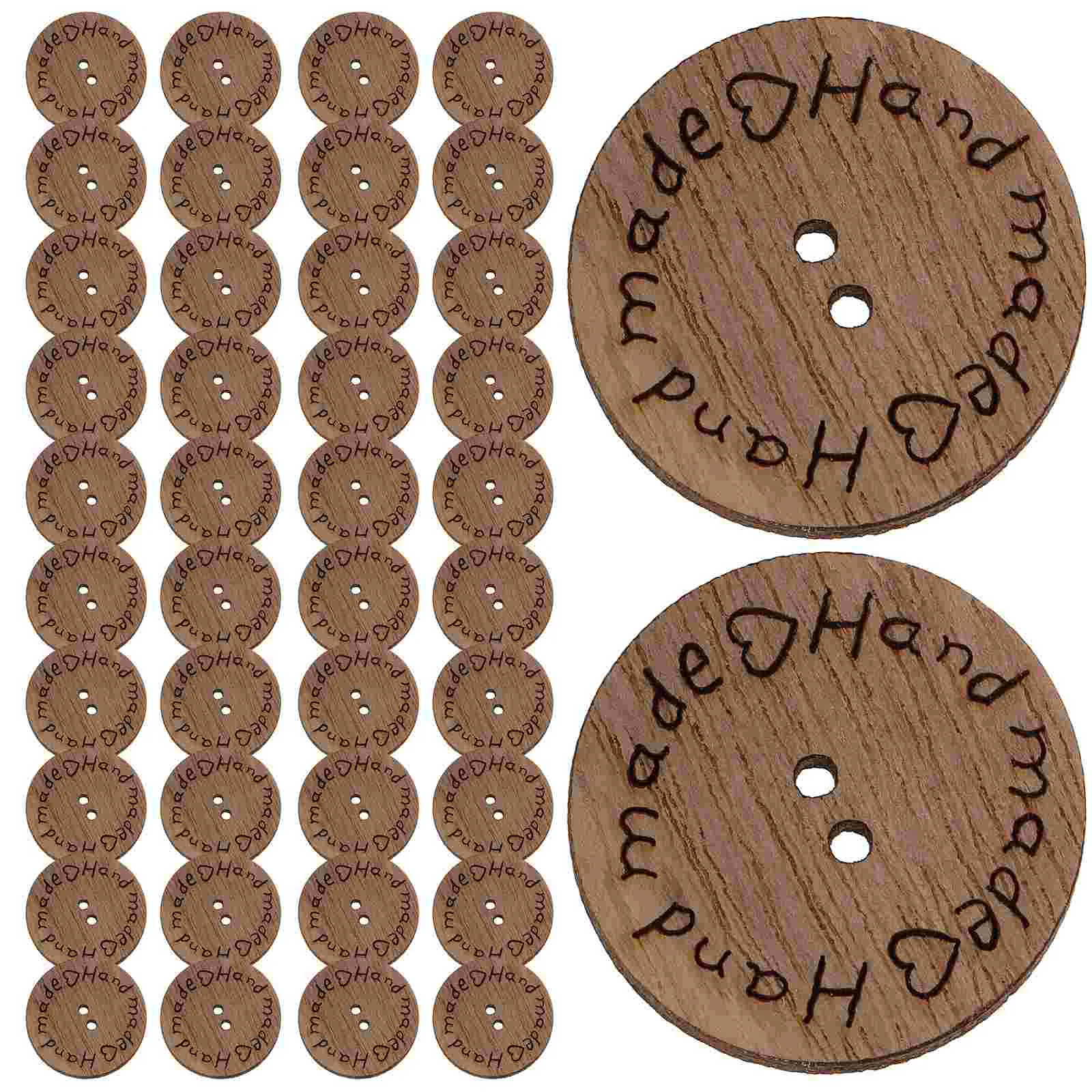 100 Pcs Buttons Wooden Sign for Sewing DIY Overcoats Decor Signage Retro Style Clothing