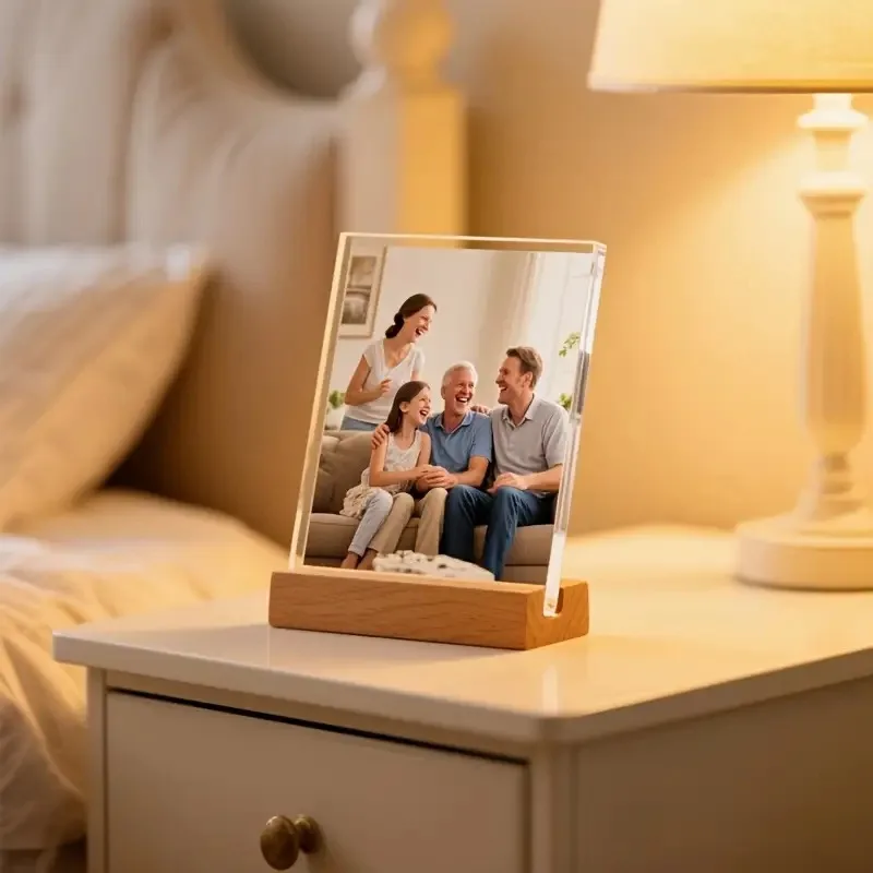All-Season 1pc Customizable Photo Personalized Acrylic - Put Happiness on the Table - Bedroom - Living Room