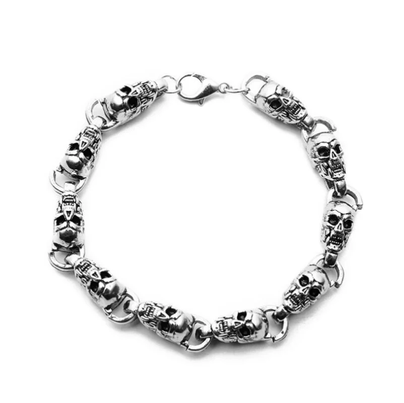 Vintage Fashion Stainless Steel Men's Skull Bracelet Punk Rock Biker Bracelet Men's Jewelry Gift