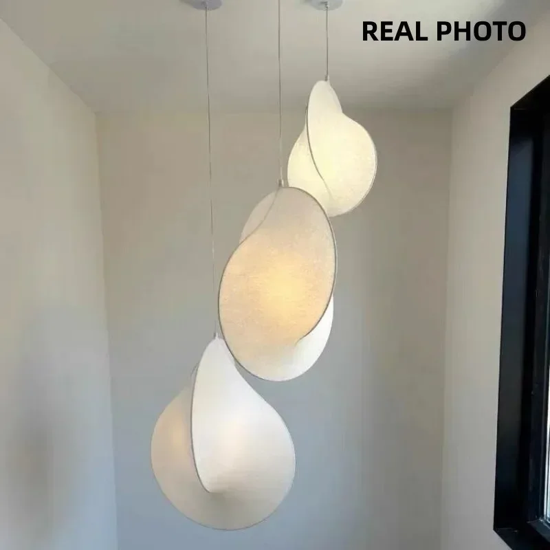 Japonais Wabi Sabi soie pendentif lumières escaliers Loft lumière salle à manger décor suspendre éclairage intérieur Led lustre luminaires