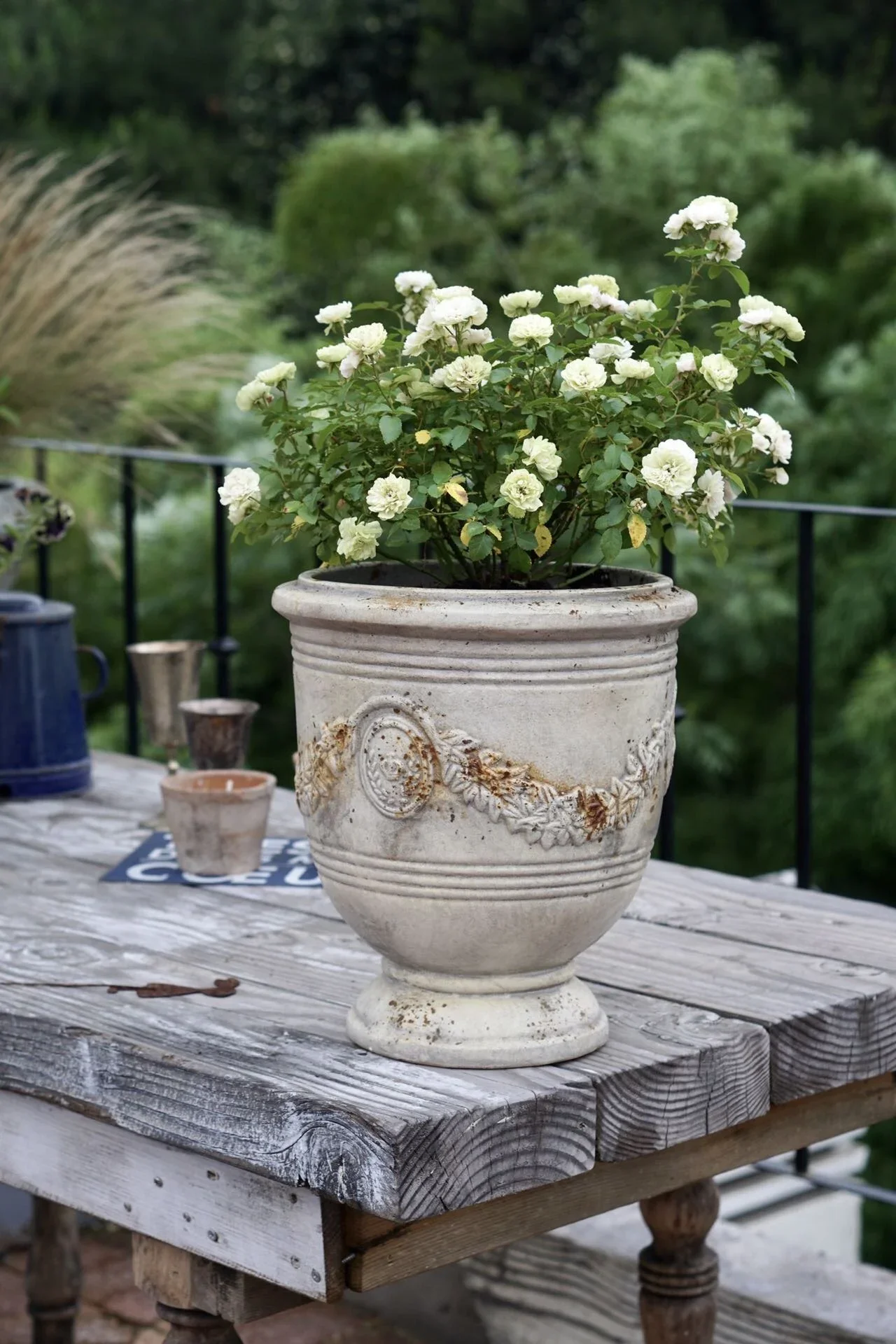 Wide mouth breathable wheat ears flower pot planting rose tulip lily courtyard balcony garden decoration