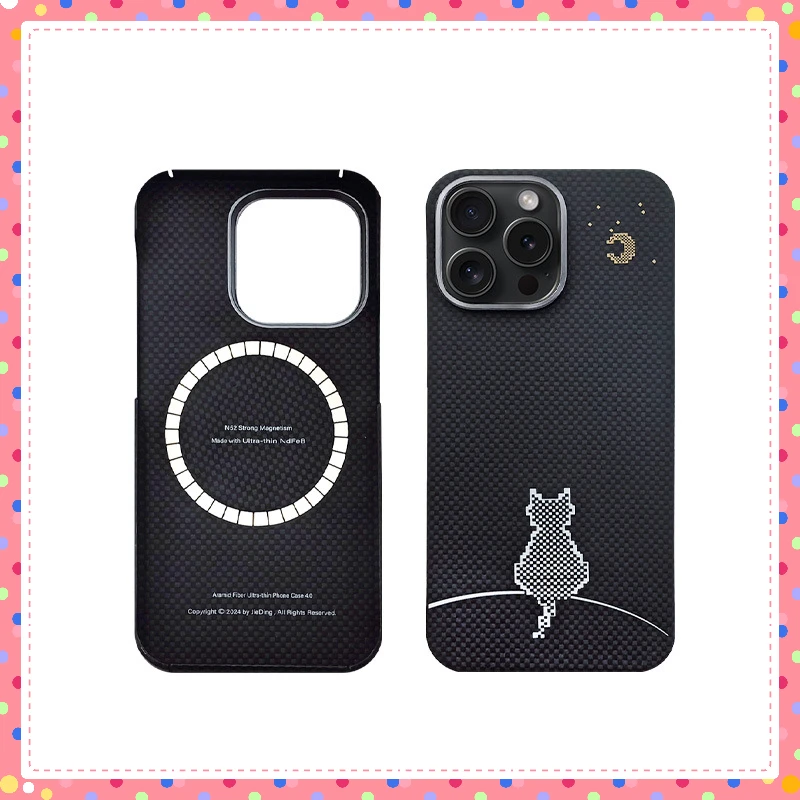

For iPhone 16 15 14 Pro Max Case Carbon Fiber MagSafe Cover Magnetic Charging Shell Camera Ultra Thin Hard Magsafe Case