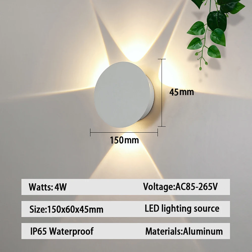 Lampa ścienna LED AC85-265V 4W 6W 9 typów nowoczesny styl minimalistyczny IP65 wodoodporna wewnętrzna/lampy uliczne z 3-letnią gwarancją