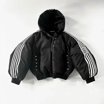 Y2k mode tendance Harajuku rayé lâche manteau à glissière fe...