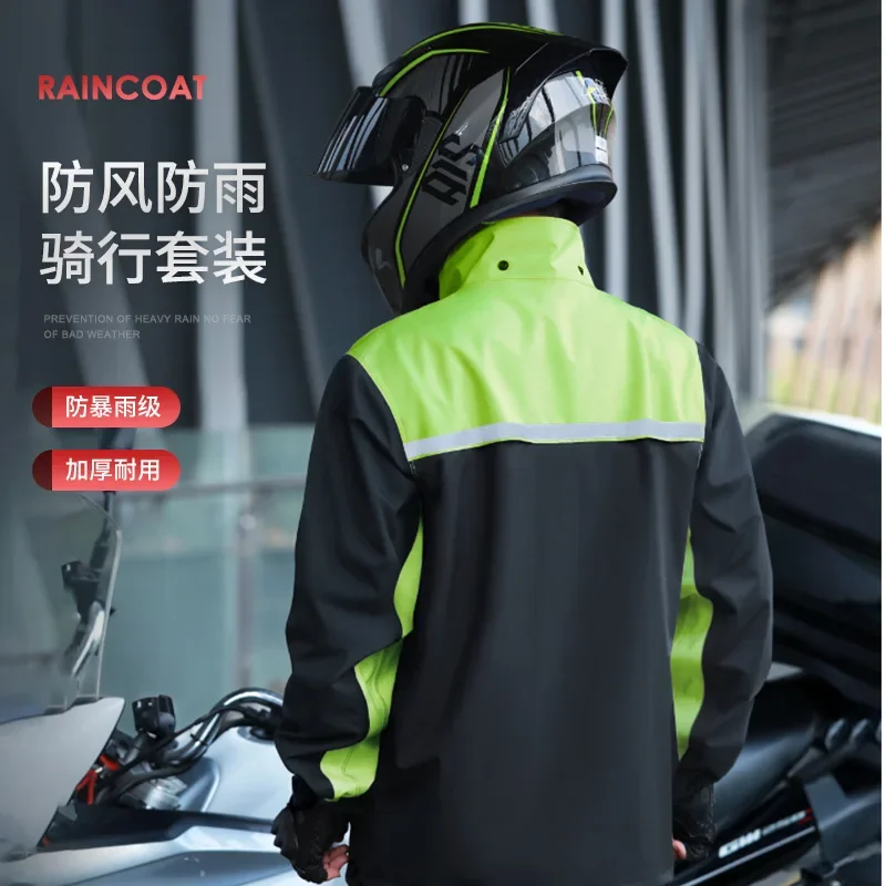 Motorcycle Raincoat Men Rain Jacket Pants Waterproof Moto Riding Raincoat for Rain Suit Camping Hiking Fishing Rain Cover Poncho