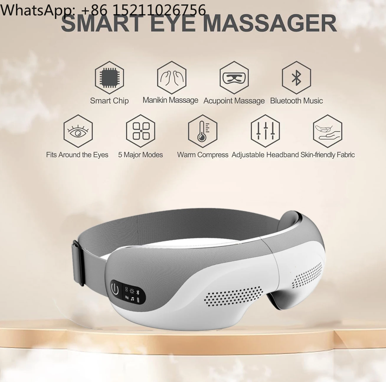 Phenitech Eye Massager Heated Eye Mask Visible Air Compress Massages Eye Muscles with 5 Massage Modes and 180 Folding Design