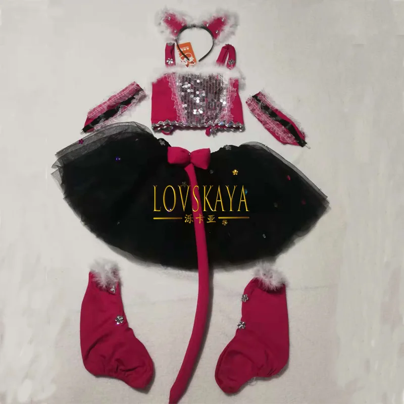 Kinderen Performance Dans Kleding Pluizige Rokken Kleuterschool Jazz Kat