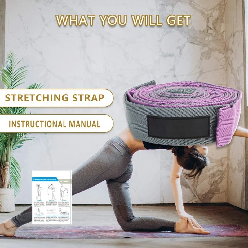 Yoga Strap Multi-Loop Strap Premium Stretch Strap 10 Loops Yoga Stretch Strap Pilates Dance And Gymnastics