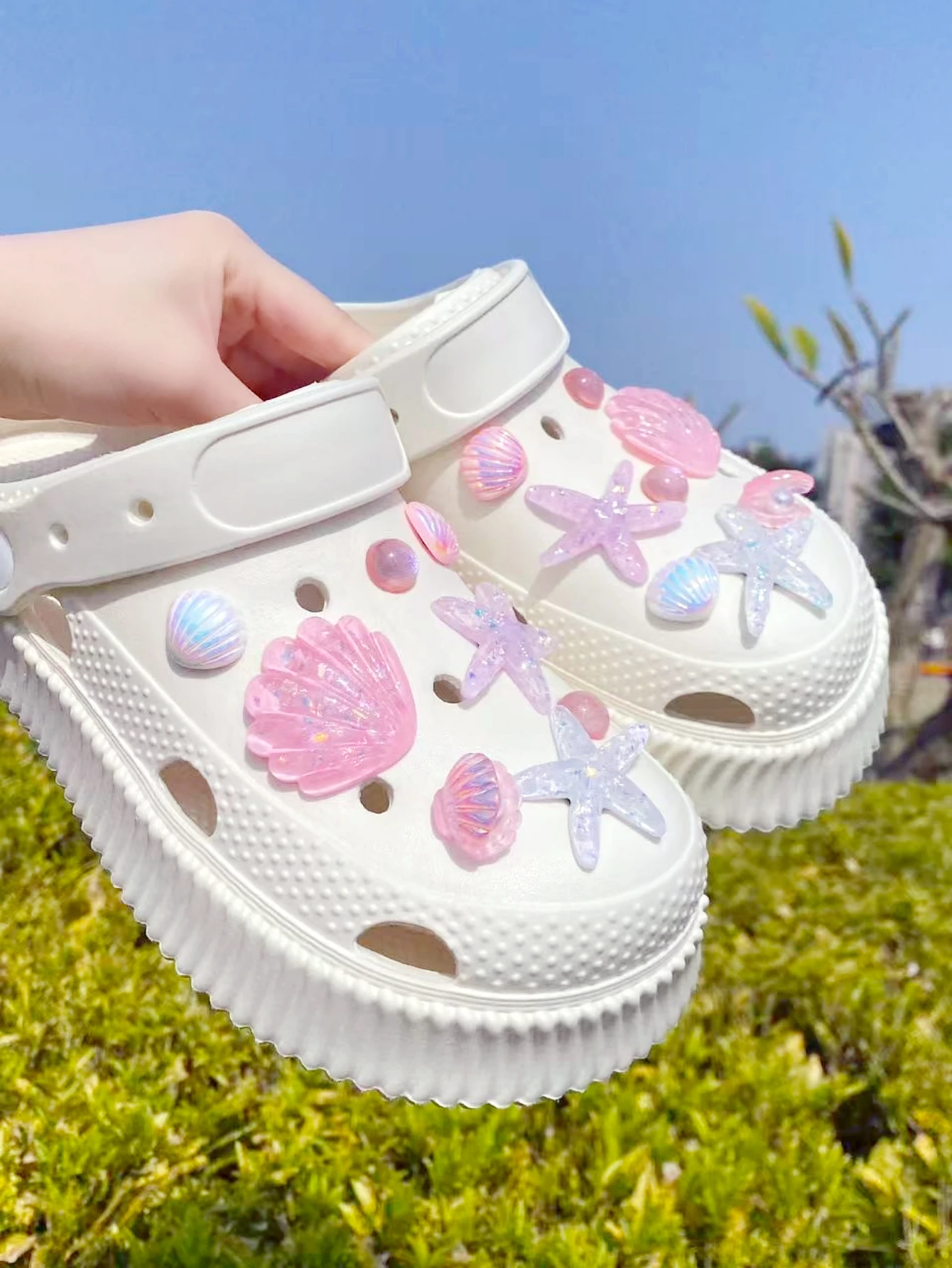 

16-Piece Set Sea Star Shell Pearl Ocean Themed Decorative Accessories for Shoes