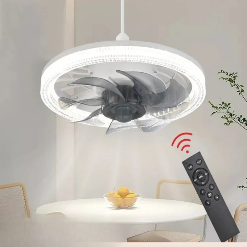 

Electric Fan Apartment Socket-style Modern Recessed Low Ceiling Fan Led Living Room Fans Dimmable 3000K-6500K Light Bedroom
