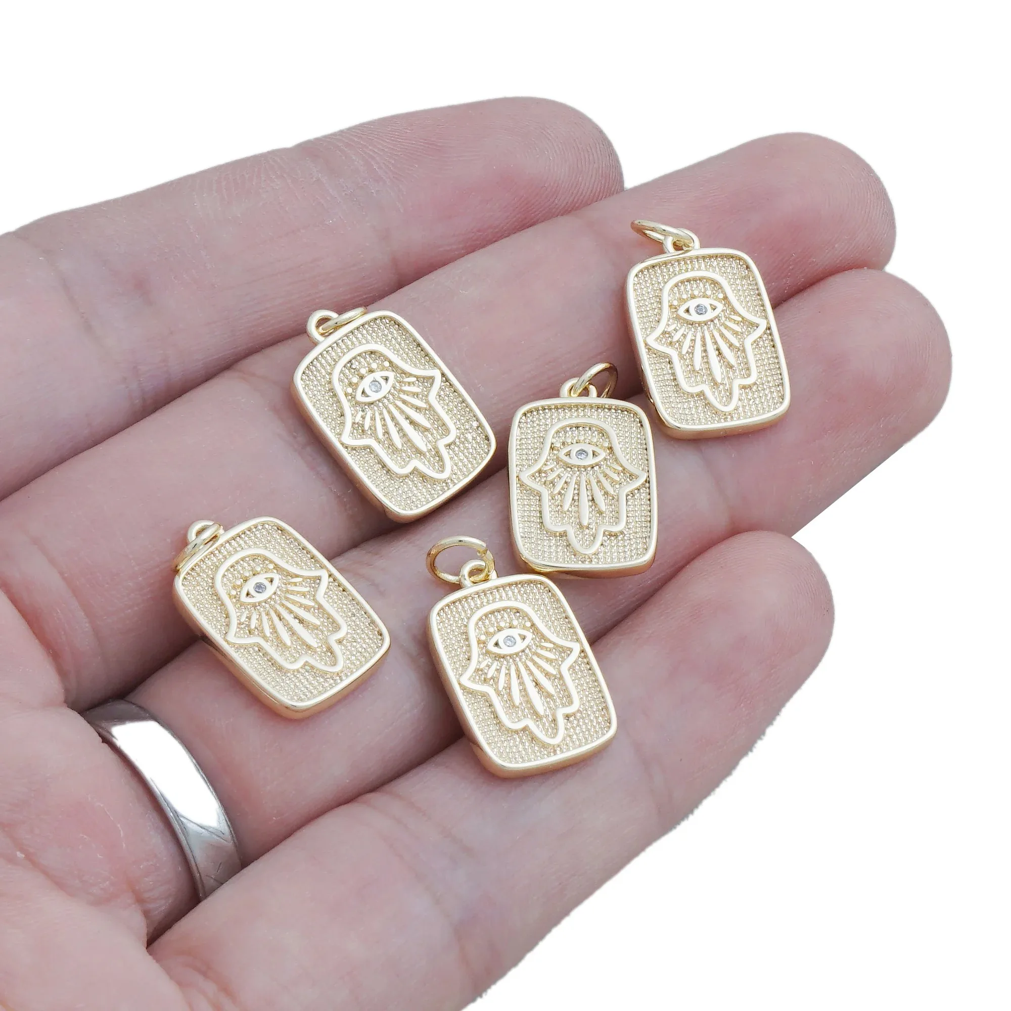 

14x20mm 14K Gold Filled Devil Eye in Hand Pendant Charm Necklace Jewelry Making Accessory Gold Charm DIY Supplies-10422651
