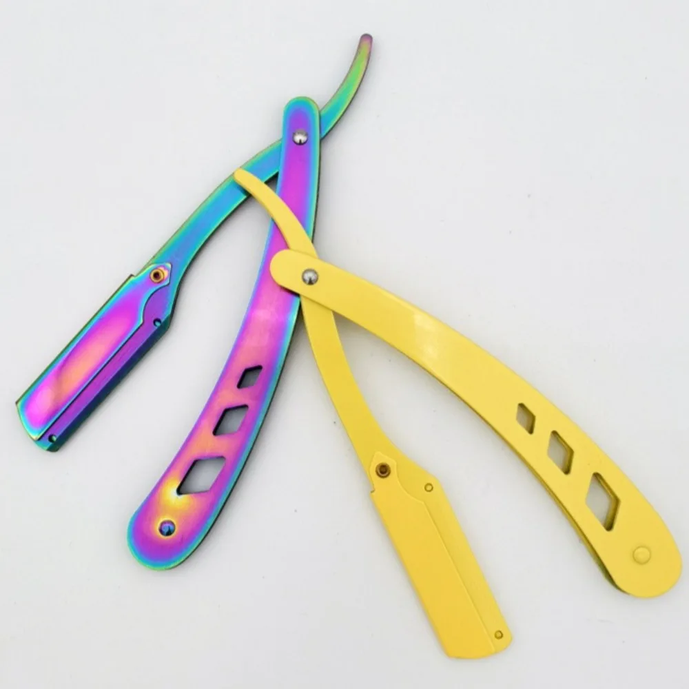 

Men Shaving Barber Razor Black Classic Folding Shaving Knife Armpit Hair Pubic Hair Shaver Stainless Steel Straight Razor Holder