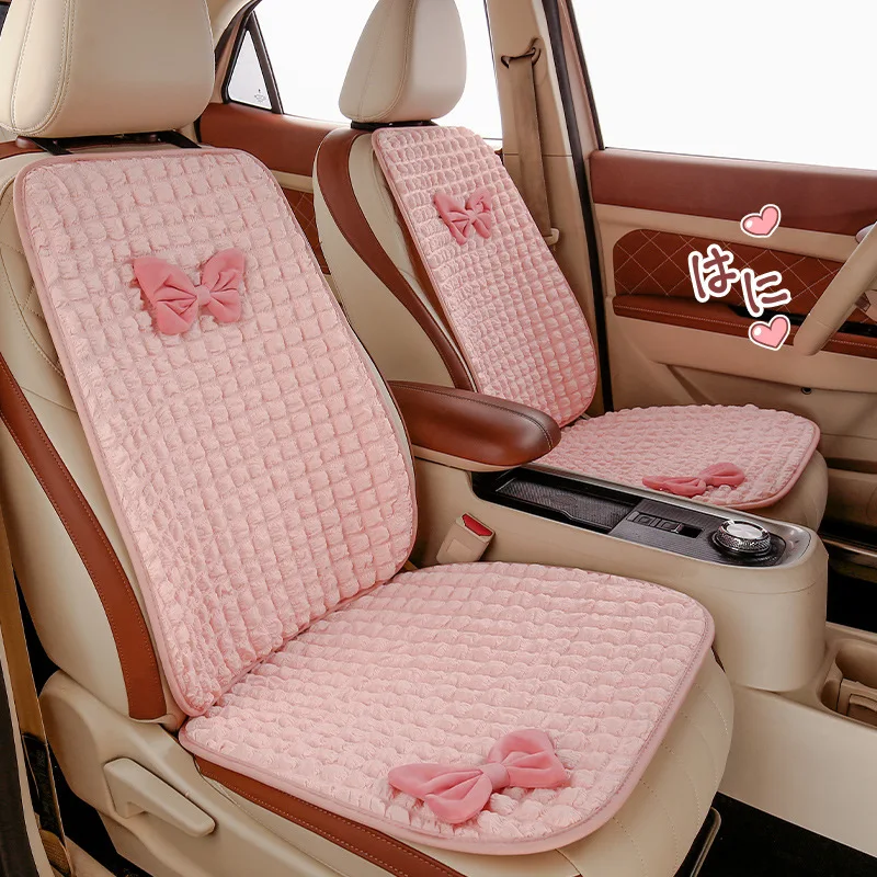 Funda para asiento de coche con lazo rosa 3D, Universal, para las cuatro estaciones, Protector de cojín para asiento de coche, accesorios para asiento de coche