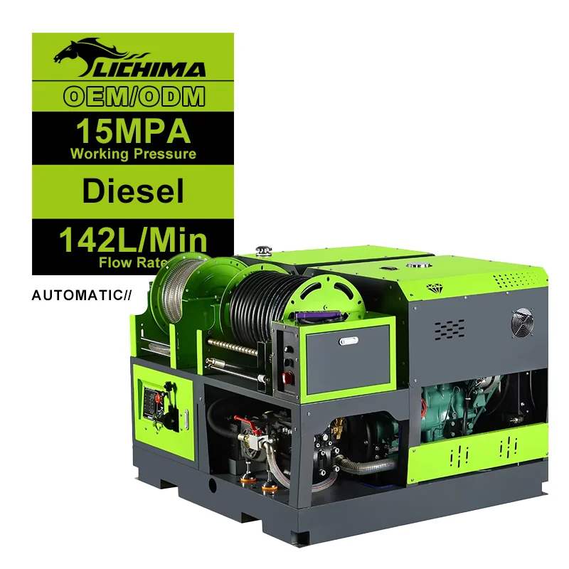 LICHIMA Zhejiang Diesel Engine High Pressure Sewer Jetter Pipeline Dredging Drain Cleaning Machine For Sale