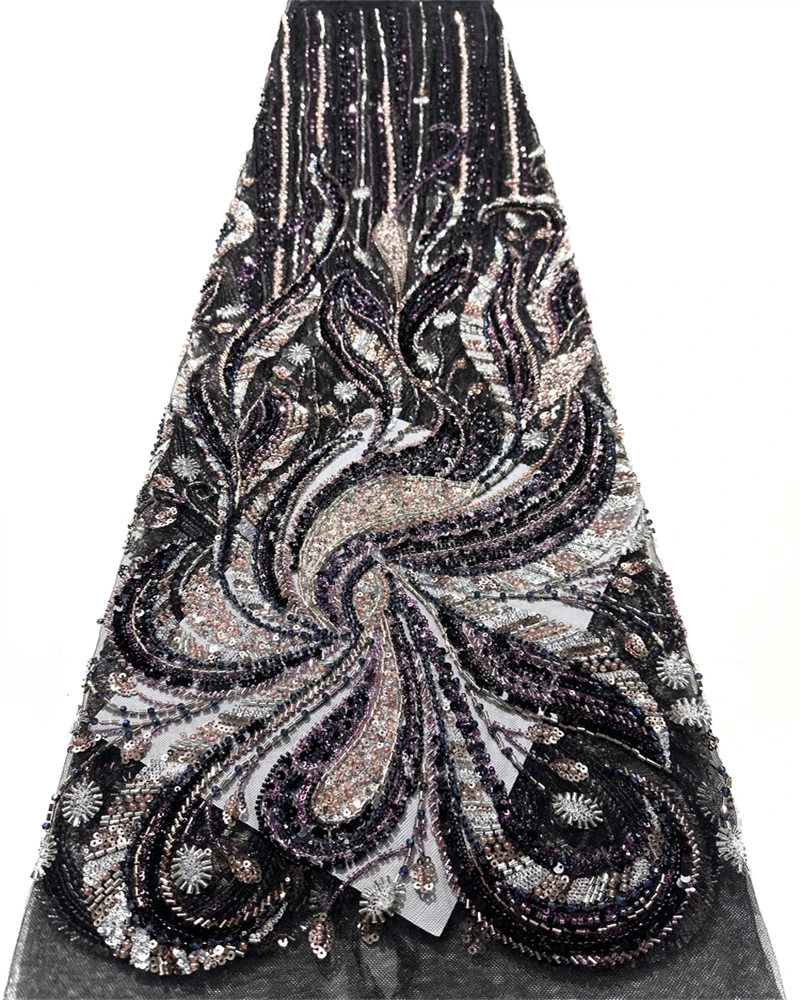 

Африканская французская кружевная ткань с блестками, высококачественный тюль, вышитый бисером, нигерийский материал для платья для свадебной вечеринки