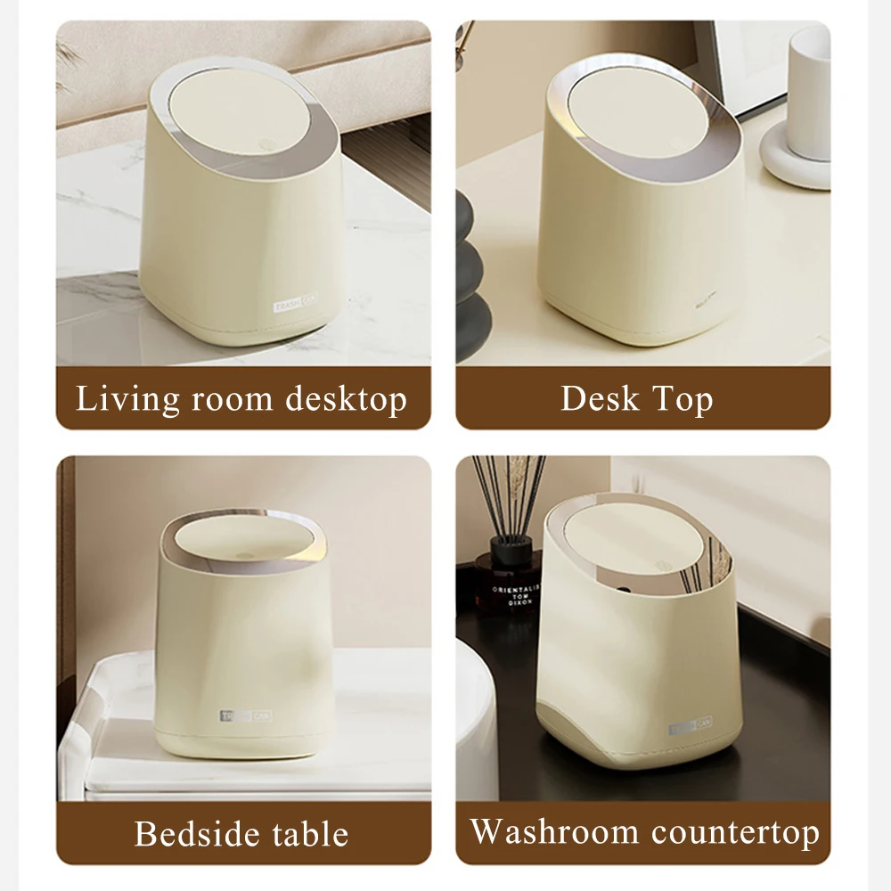 Mini Waste Bins Desktop Garbage Basket Home Table Plastic Trash Can with Lid Office Supplies Dustbins Sundries Barrel Box New