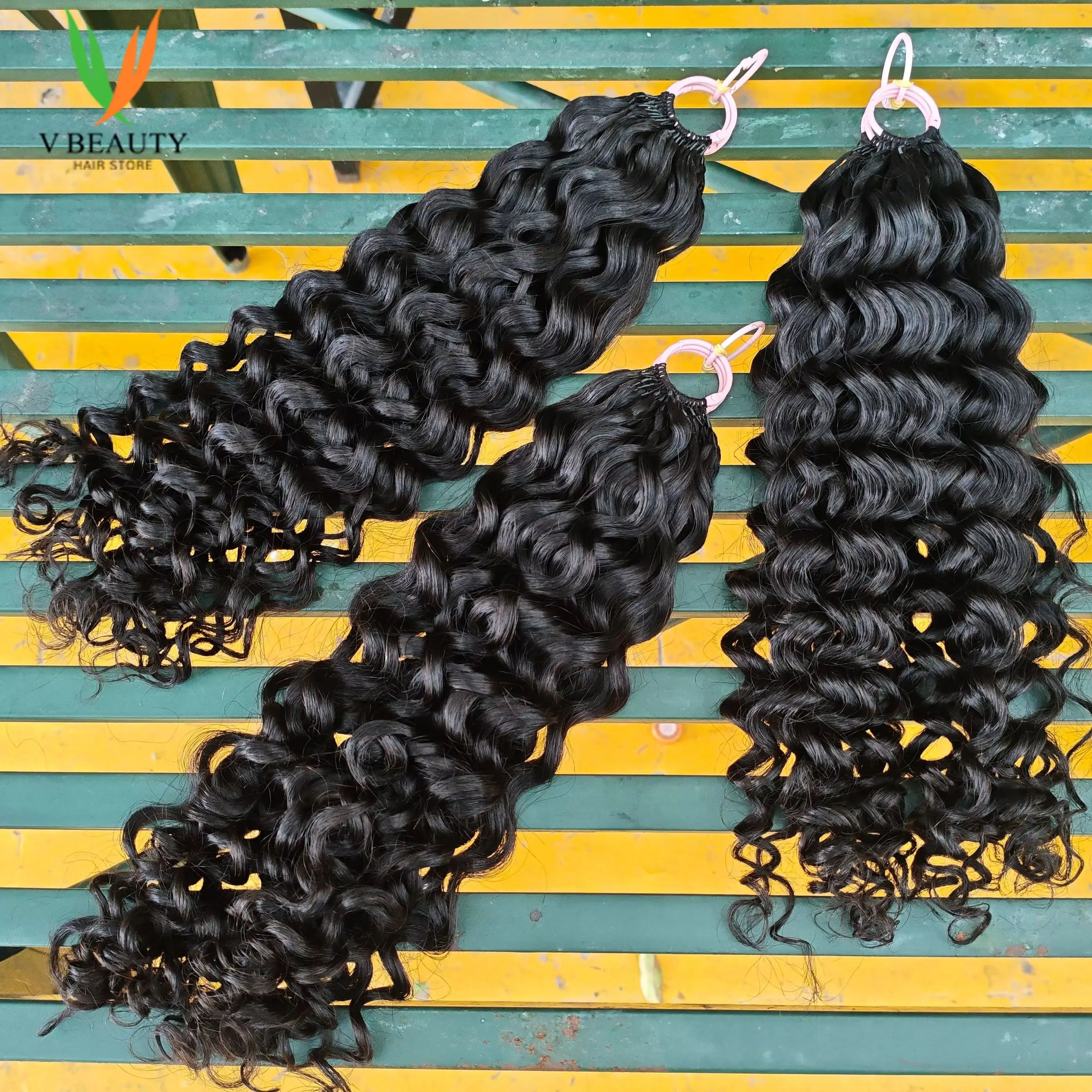 نطاط موجة المياه حزم الشعر البشري قبل فصل مجعد الشعر التمديد لحمة للنسيج البوهيمي 14 16 18In النساء حزمة