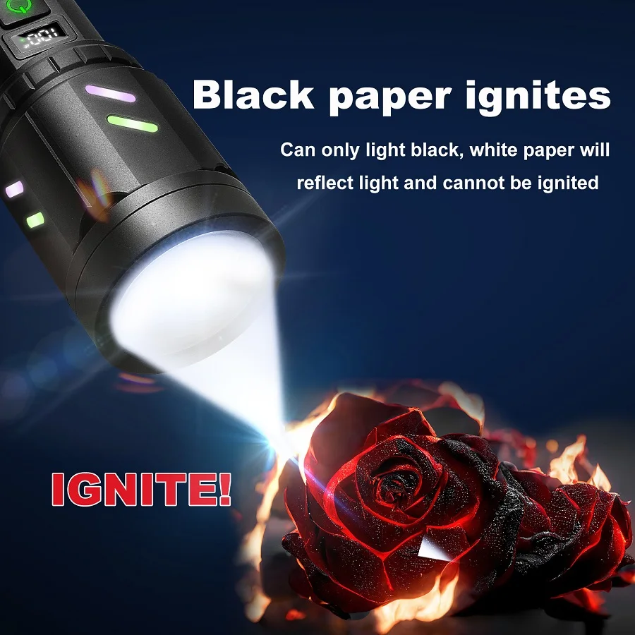 2025 High Power LED Flashlight Focusing Light Source Can Ignite Flames Waterproof USB Rechargeable Telescopic Zoom Camping Light