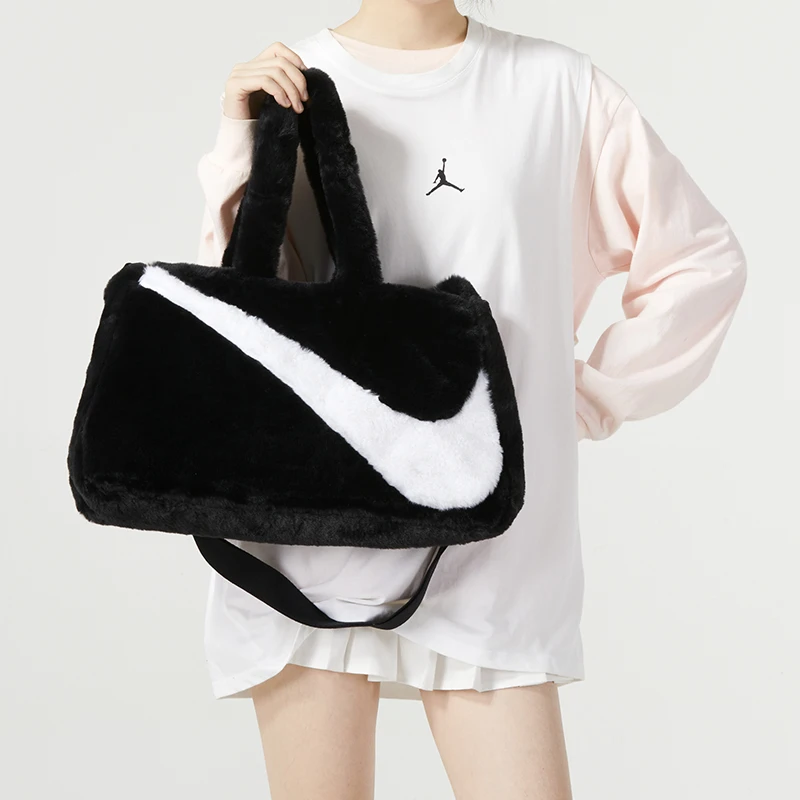 Nike Front Logo Print Fashion Sports Everyday Polyester Tote Bag Shopping Handbag Unisex Couple Style FB3050-010