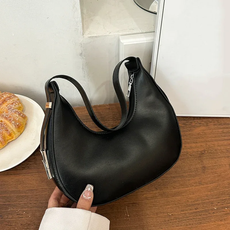 תיקי יד לנשים מעור PU בסגנון אופנתי, תיק כתף יחיד לנשים, תיק פשוט ומגניב לנשים