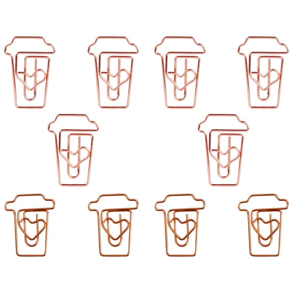 

24Pcs Metal Paper Clips Stylish Coffee Cup Design Clip for Photos Notes Books Golden Rose Gold Metal Paper Clips