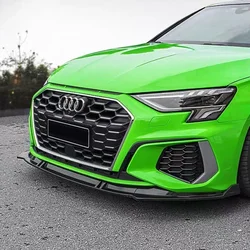 For Audi A3 S-Line S3 A3 8Y 2020-2024 Car Front Bumper Spoiler Lip Splitter Kit 3pcs Glossy Black Car Front Lip Protector Covers