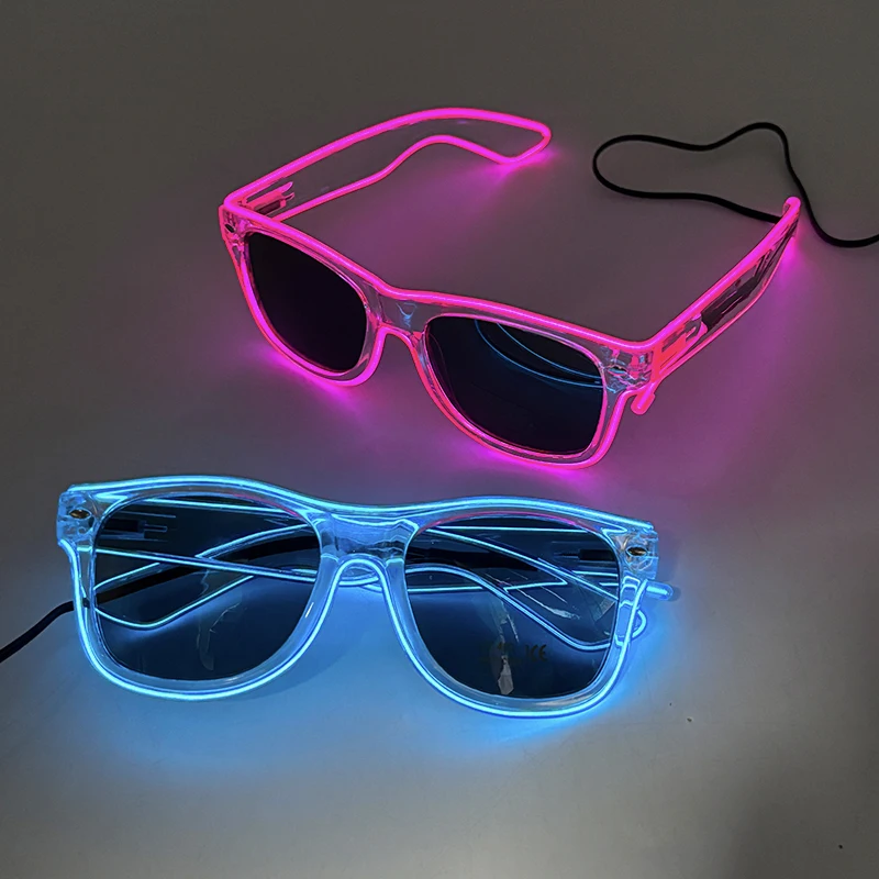 Óculos de sol led masquerade concerto clube rave acessórios brilhantes guarda-sol óculos cyberpunk masculino feminino led rosa