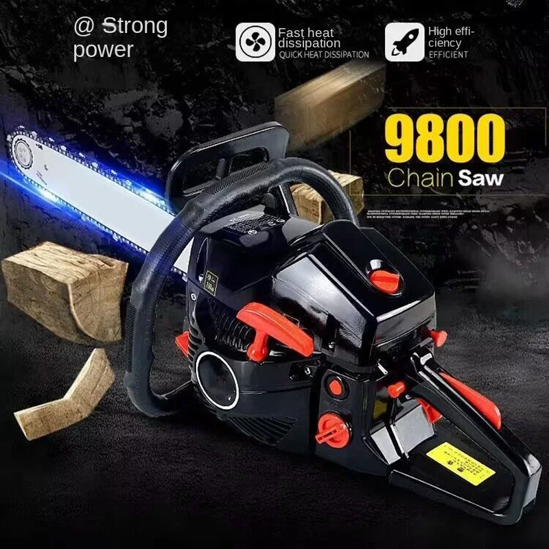 9800W high-power chainsaw gasoline saw logging saw icebreaker high-power chainsaw tree art cutting machine household fuel-saving