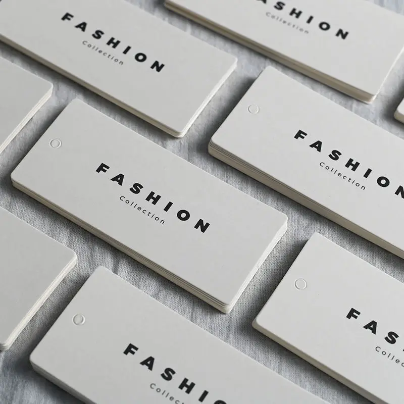 Custom Luxury Paper Hang Tags Embossed Gold Logo UV Printing Wholesale Apparel Labels for Clothing Shoes Bags Fast Shipping