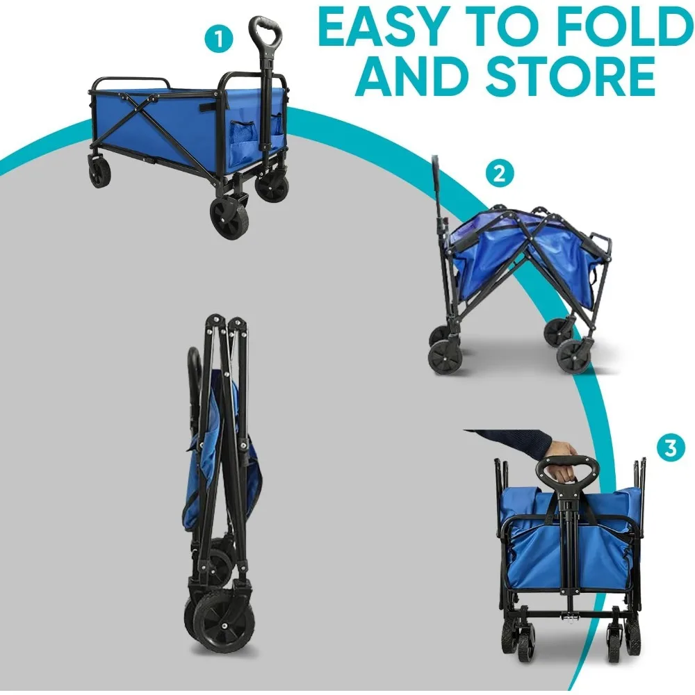 عربة محمولة قابلة للطي شديدة التحمل للشاطئ والأنشطة الخارجية والتسوق والتخييم بسعة كبيرة