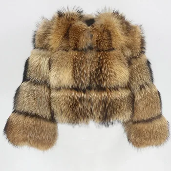Women Fake Raccoon Fur Jacket Autumn Winter Faux Fur Fox Coats Short Coat Jackets Furry Outerwear Elegant Thick Warm Coats 4