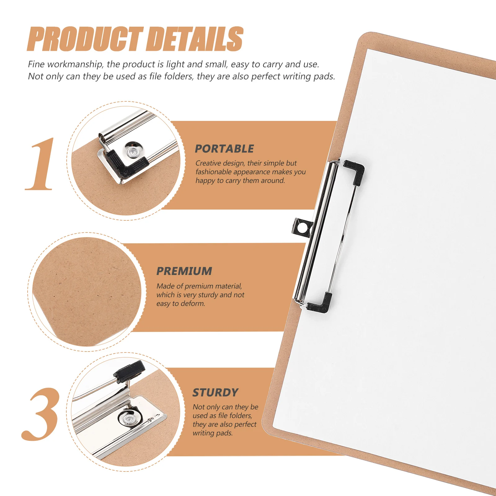 

3pcs Writing Pad Clipboards Portable Lightweight Office Fiberboard Storage Folder Writing Board Desk Accessories