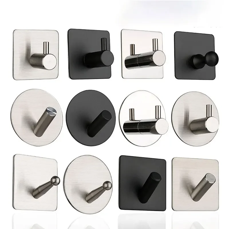 

1pcs Strong Adhesive Stainless Steel Hook 7 Type Hardware Multi-Purpose Hanger Hook for Bathroom Kitchen Towel Hooks Holder