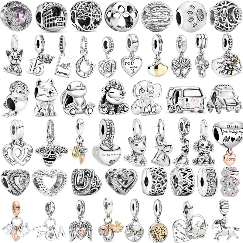 

Sterling Silver Number Puppy Family beads Pendant Fit Pandora 925 Original Charms bracelets for Women Gift Fine Jewelry Making