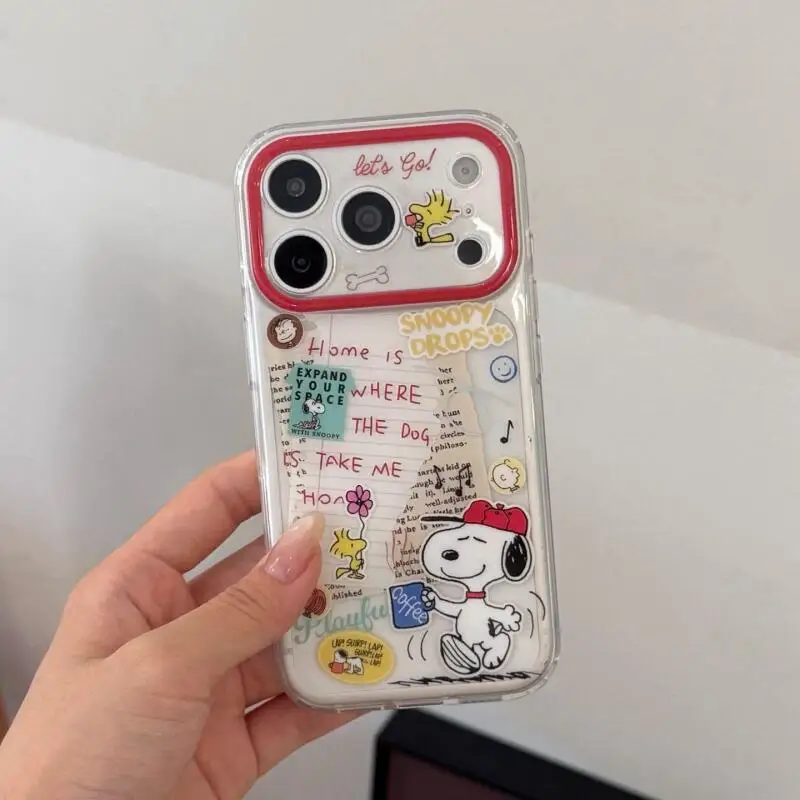 Cute Cartoon Snoopy Phone Case Anti Drop Shockproof Soft Protective Mobile Cover Nice Decorative Accessory Gift for Daily Casual