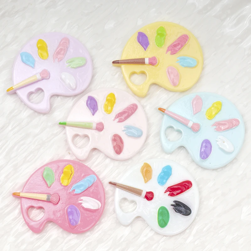 6/60PCS Large Palette Series Miniature Flat Back Resin Cabochons Hairpin Scrapbooking DIY Decor Craft Accessories Dollhouse