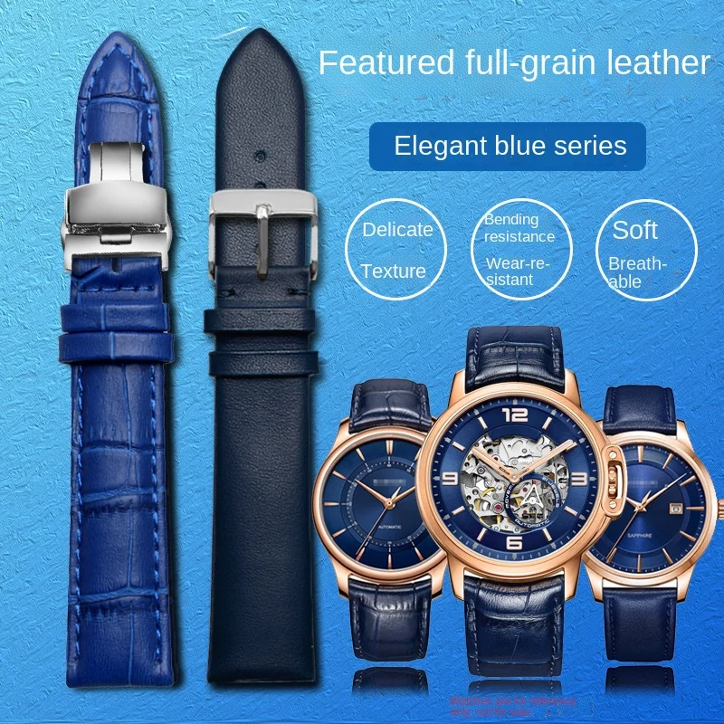 Genuine leather bracelet dark blue color watch strap watchband 16m18mm 20mm 21 22 23mm Calfskin Leather Watch Strap accessories