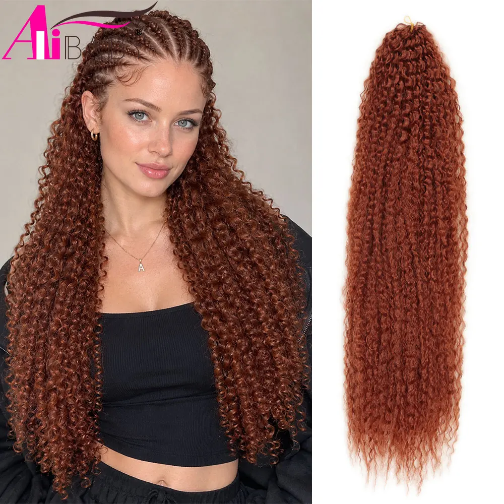 Synthetic Afro Curls Yaki Kinky Curly Hair 20-28Inch Soft Ombre Crochet Braiding Hair Extensions Marly Hair for Black Women