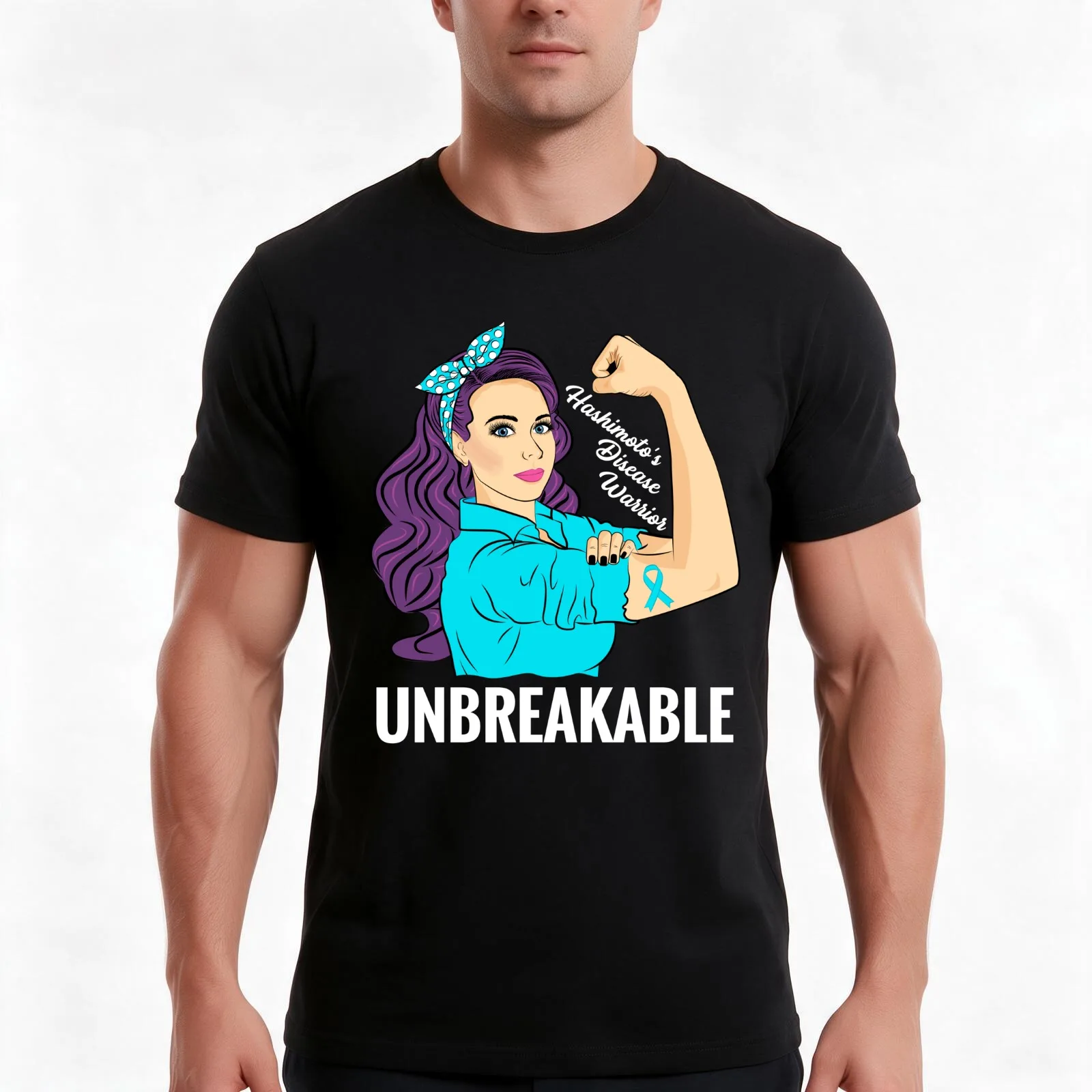 Hashimoto's Disease Awareness Thyroid Warrior Unbreakable T-Shirt Summer Casual Cotton Tee Oversized Streetwear Tops