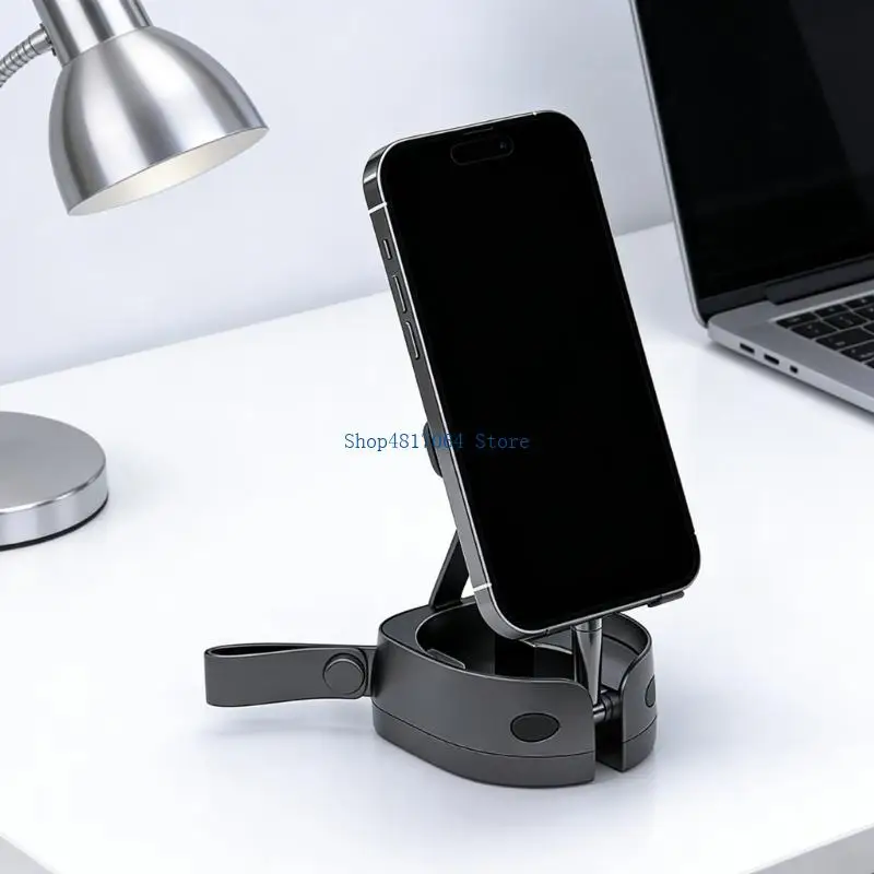 T3LB ABS Phone Holder Foldable Design 360 Rotation Desk Flight Support Phone Mount for Travel Scenarios